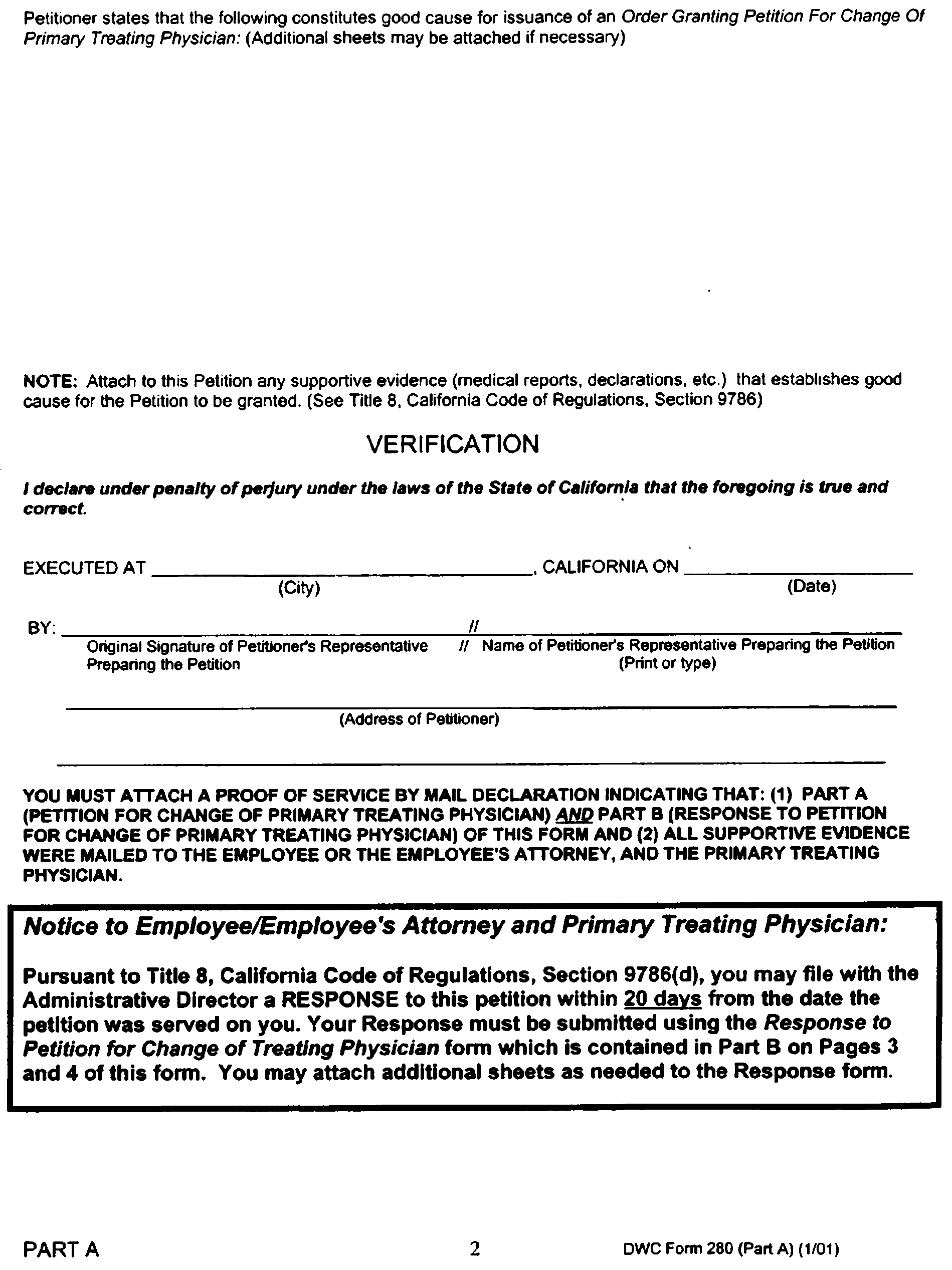 Image 2 within § 9786.1. Petition for Change of Primary Treating Physician; Response to Petition for Change of Primary Treating Physician (DWC Form 280 (Parts A and B)).